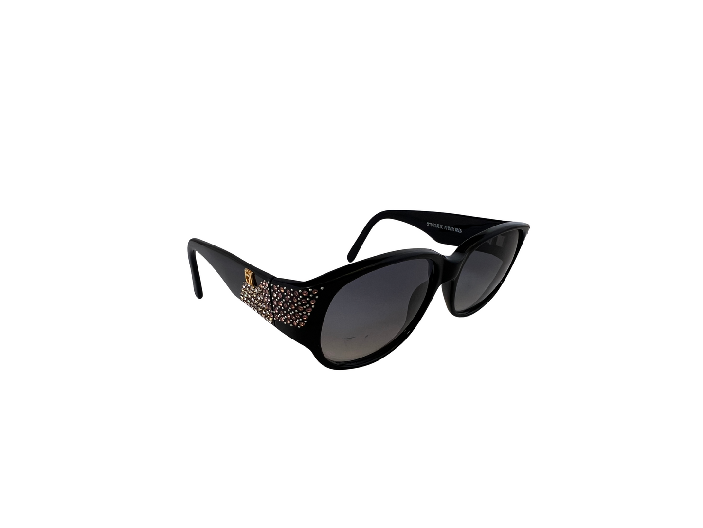Emmanuelle Khanh - Lunettes de soleil Vintage noires à Strass - Modèle 2021 BL / RS 16