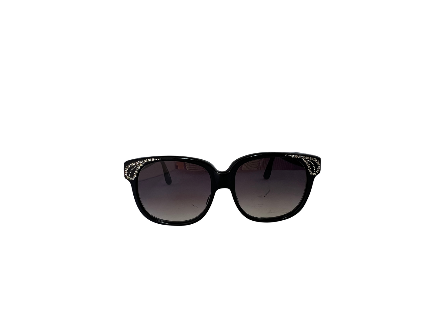 Emmanuelle Khanh - Lunettes de soleil Vintage noires avec des Strass - Modèle 8680 16 ST