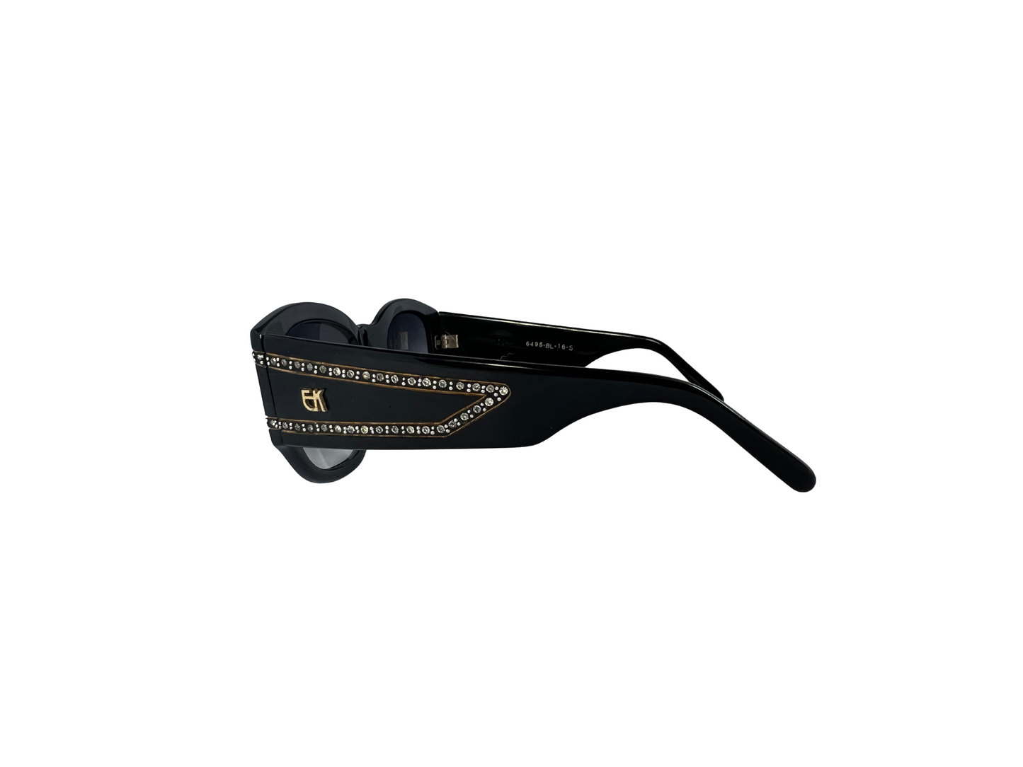 Emmanuelle Kahnh Sport Optique - Lunettes de soleil à Strass Vintage - Noir - Handmade in France - Modèle 6495 - BL - 16 - S