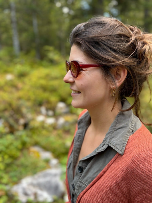 Agnès b. Lunettes de soleil Vintage - Rouges avec verres oranges - Modèle ANNA