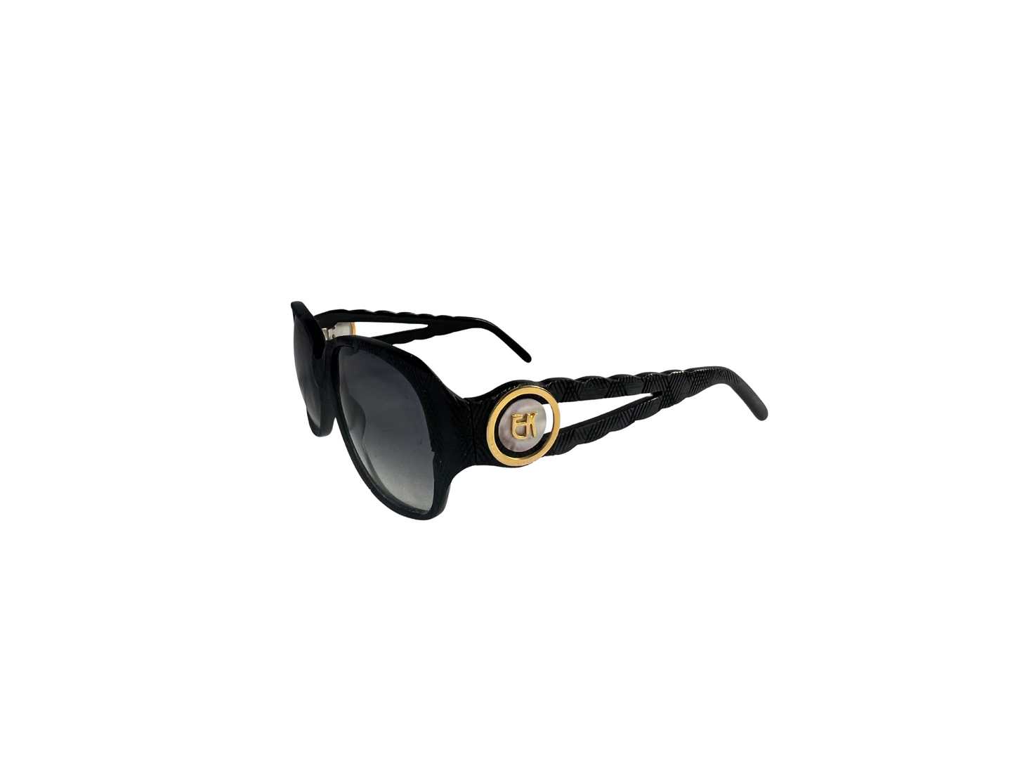 Emmanuelle Khanh - Lunettes de soleil Vintage Noires texturées - Modèle extrêmement rare
