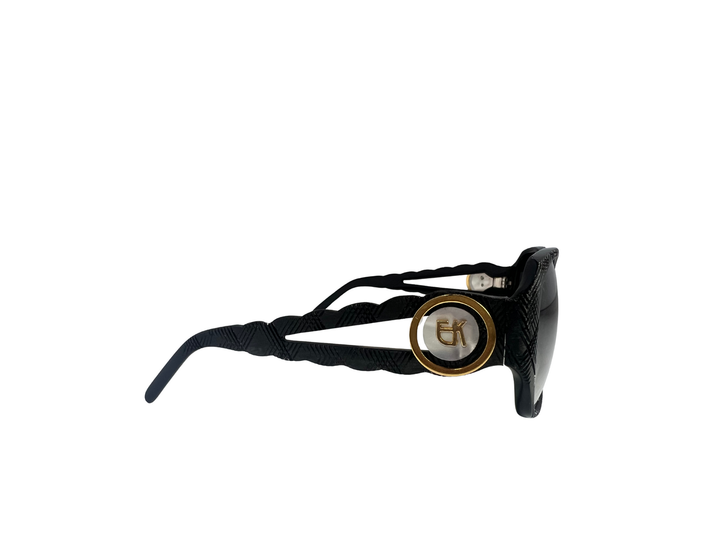 Emmanuelle Khanh - Lunettes de soleil Vintage Noires texturées - Modèle extrêmement rare