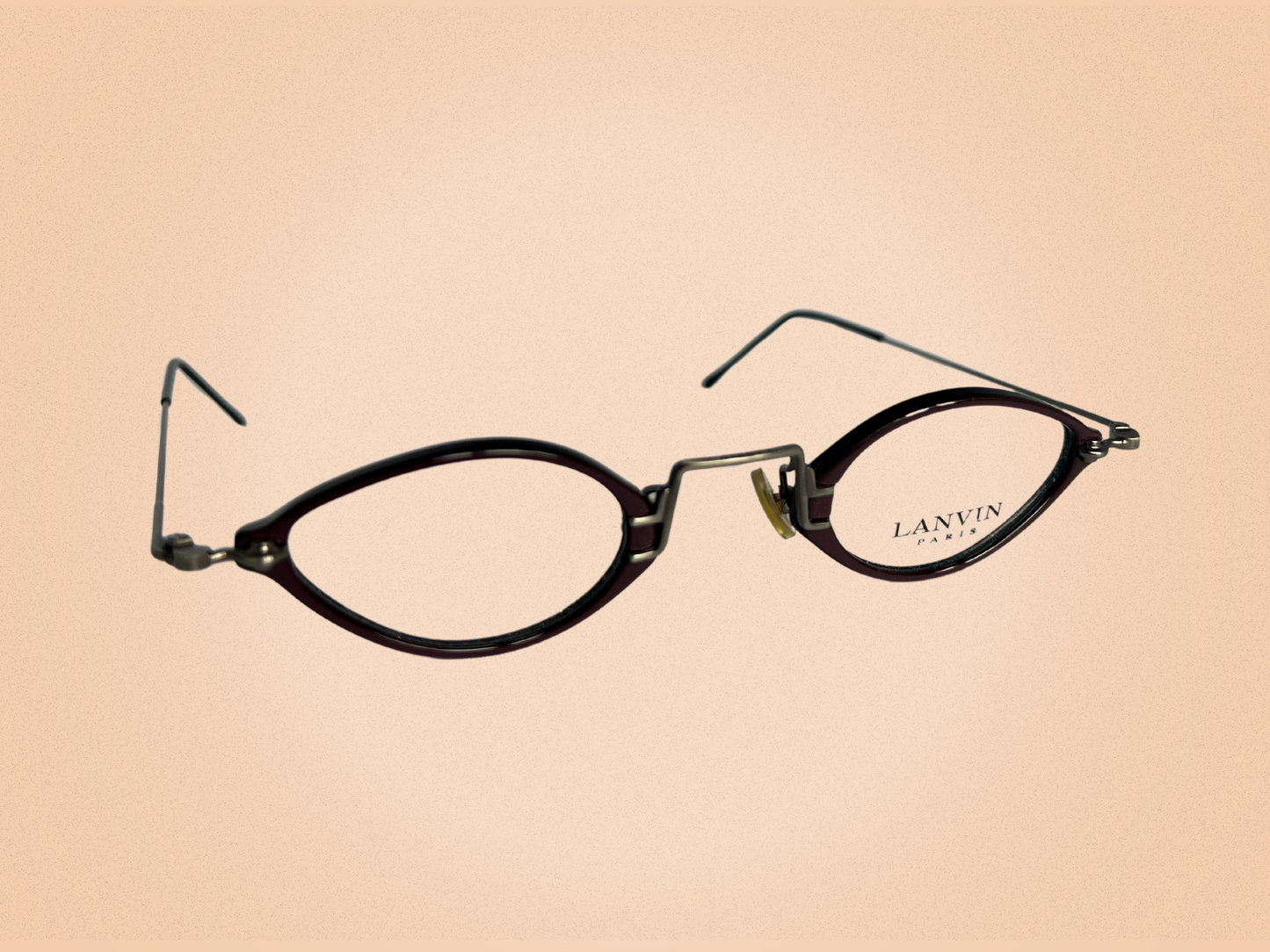 Lanvin 1225 C.008 – Lunettes de Vue Vintage – Pourpre & Argent Vieilli – Ovale Mini – Made in France