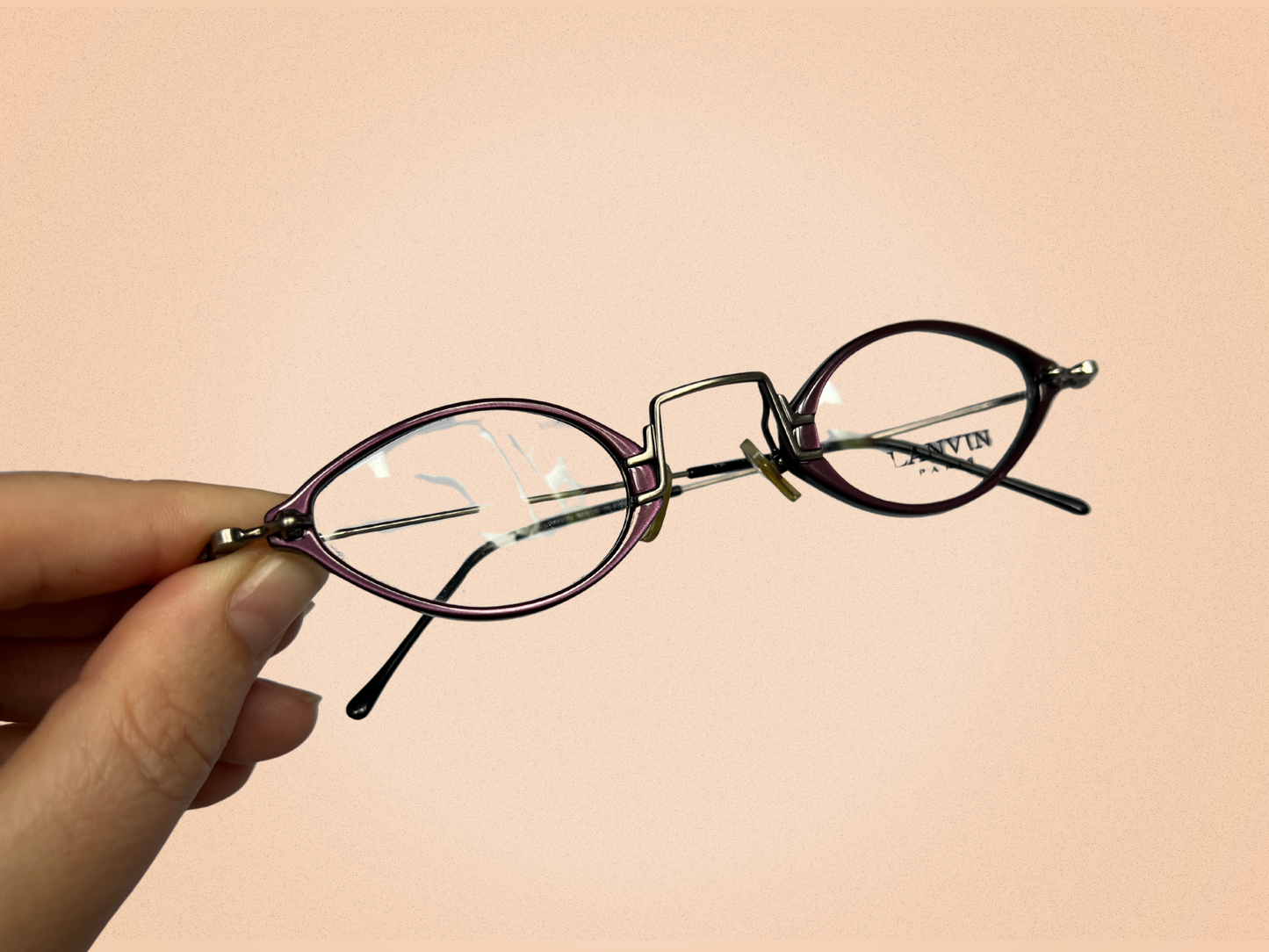 Lanvin 1225 C.008 – Lunettes de Vue Vintage – Pourpre & Argent Vieilli – Ovale Mini – Made in France