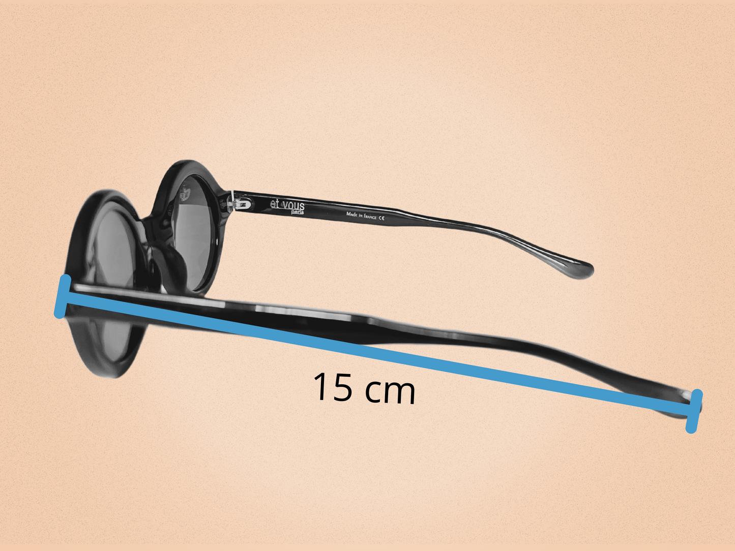 Lunettes de Soleil Vintage Et Vous Paris – Modèle 1B008 BPLA 001 – Monture Ronde Noire Brillante – Fabriquées en France