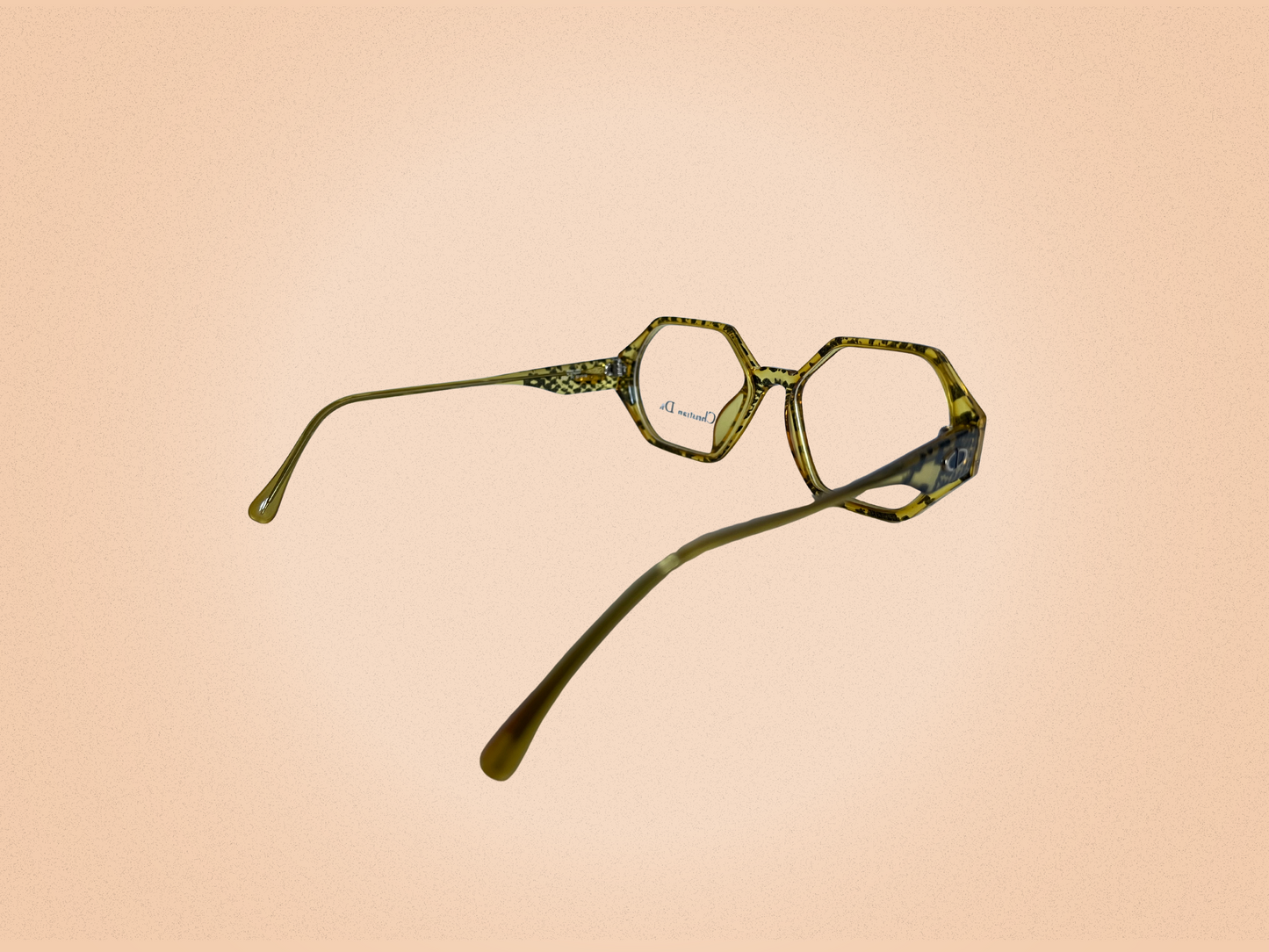 Christian Dior - Lunettes jaune et marron Vintage - Modèle 2597- Fait main en Allemagne