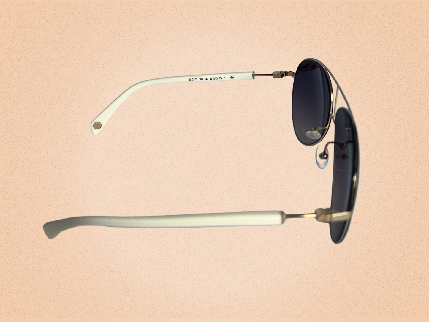 Lunettes de Soleil Balmain Paris – Modèle BL 2103 C03 – Blanc & Doré – Fabriquées en France