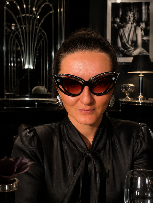No brand - Lunettes de soleil Vintage - prototype - made in France - Acétate & strass