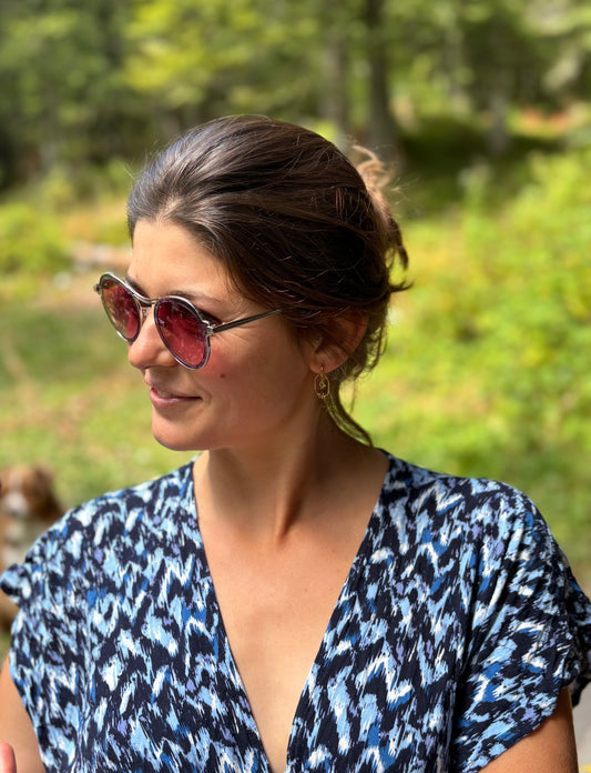 Banana Moon - Lunettes de soleil Vintage en Métal - Made in France - Rose et bleu-vert