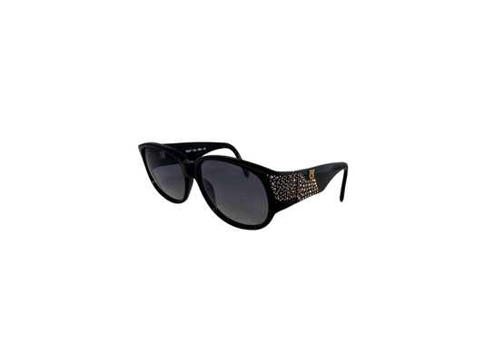 Emmanuelle Khanh - Lunettes de soleil Vintage noires à Strass - Modèle 2021 BL / RS 16