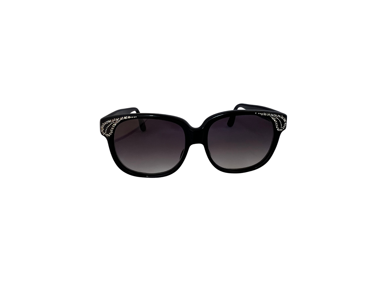 Emmanuelle Khanh - Lunettes de soleil Vintage noires avec des Strass - Modèle 8680 16 ST