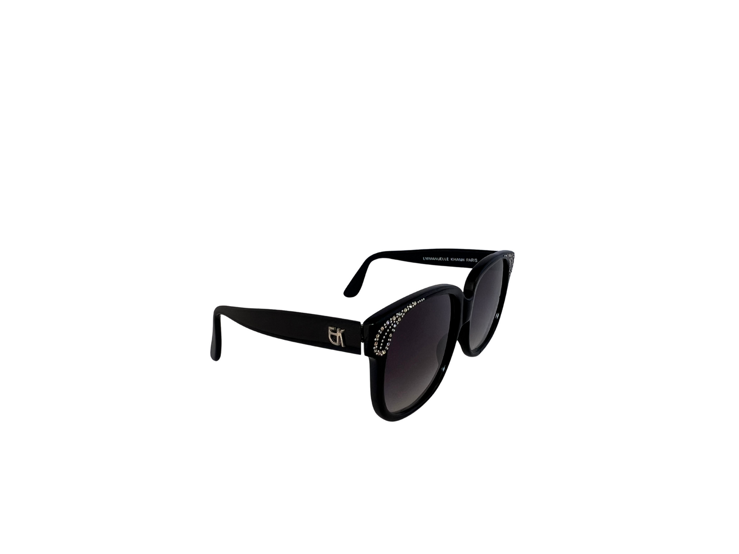 Emmanuelle Khanh - Lunettes de soleil Vintage noires avec des Strass - Modèle 8680 16 ST