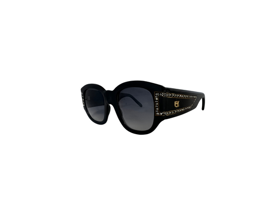 Emmanuelle Kahnh Sport Optique - Lunettes de soleil à Strass Vintage  - Noir - Handmade in France - Modèle 6495 - BL - 16 - S
