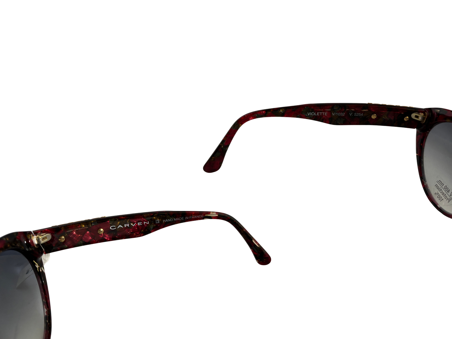 Carven - Lunettes de soleil Vintage rouge et doré - Handmade in France - Modèle Violette