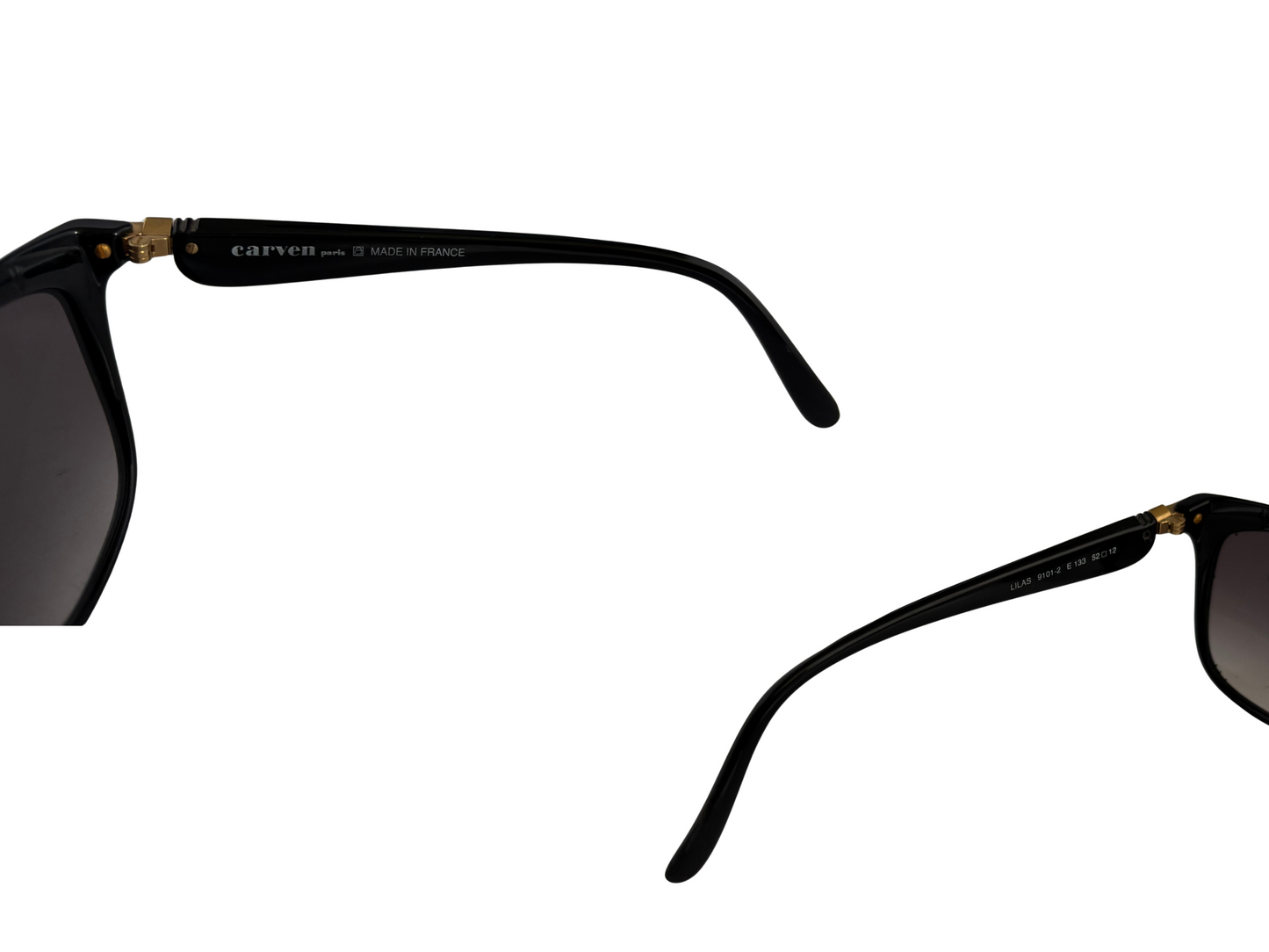 Carven - Lunettes de soleil Vintage Made in France - Noir et doré - modèle LILAS