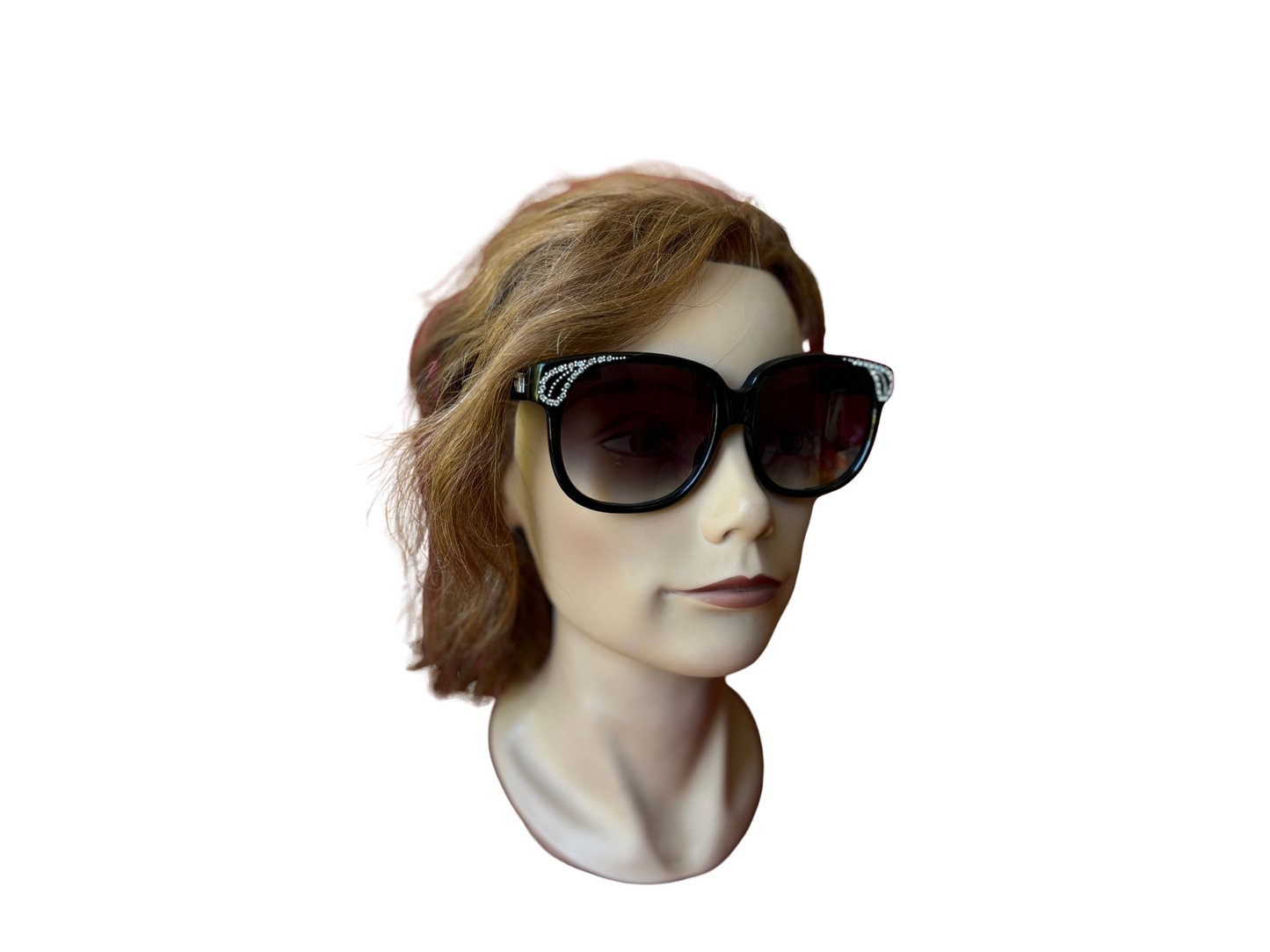 Emmanuelle Khanh - Lunettes de soleil Vintage noires avec des Strass - Modèle 8680 16 ST