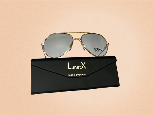 Lunettes Vintage Fidela Regent | Verres Photochromiques | Monture Aviator Dorée | Double Charnières | Style Rétro Années 1980