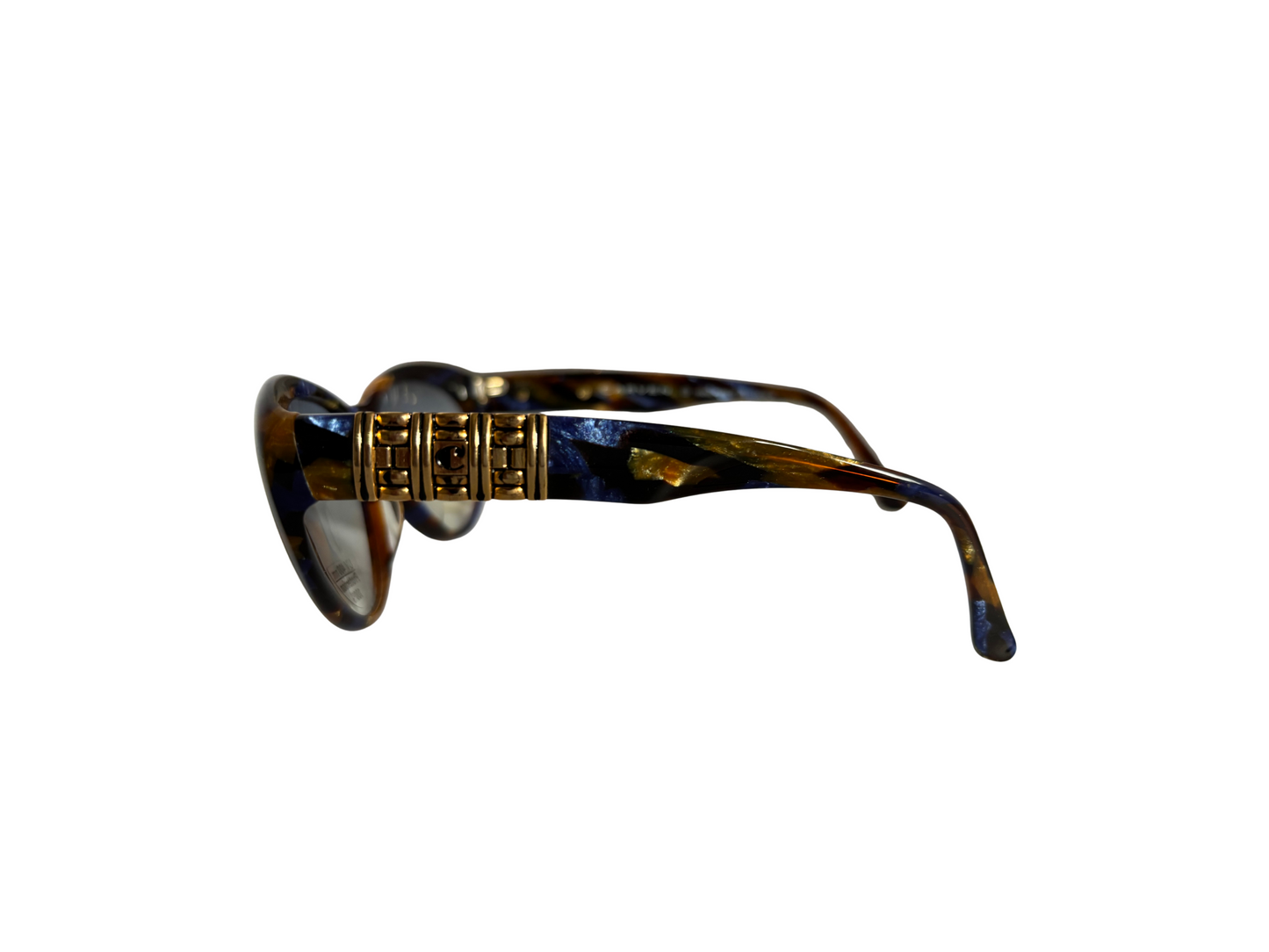 Carven - Lunettes de soleil Vintage bleues et dorées - Fait main en France - modèle Violette