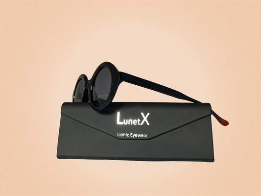 Lunettes de Soleil Vintage Et Vous Paris – Modèle 1B008 BPLA 001 – Monture Ronde Noire Brillante – Fabriquées en France