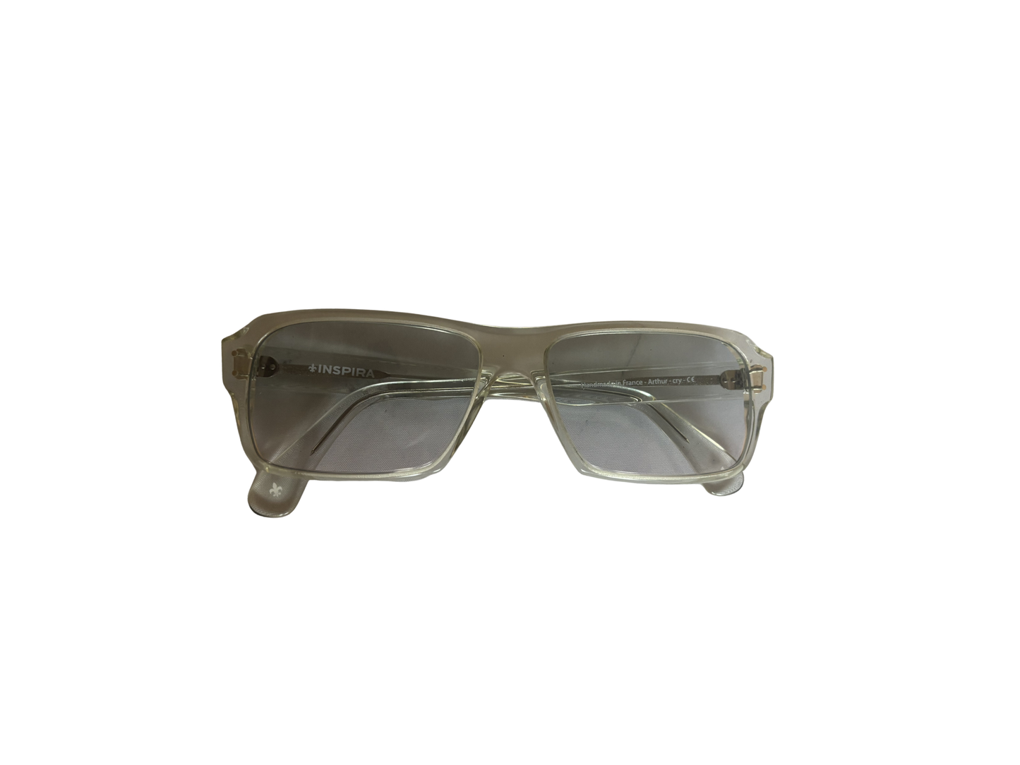 Inspira - Arthur - Lunettes de soleil vintage - oversize carré gris translucide - Made in France