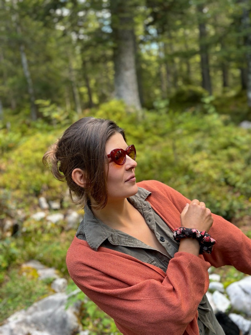 Agnès b. Lunettes de soleil Vintage - Rouges avec verres oranges - Modèle ANNA