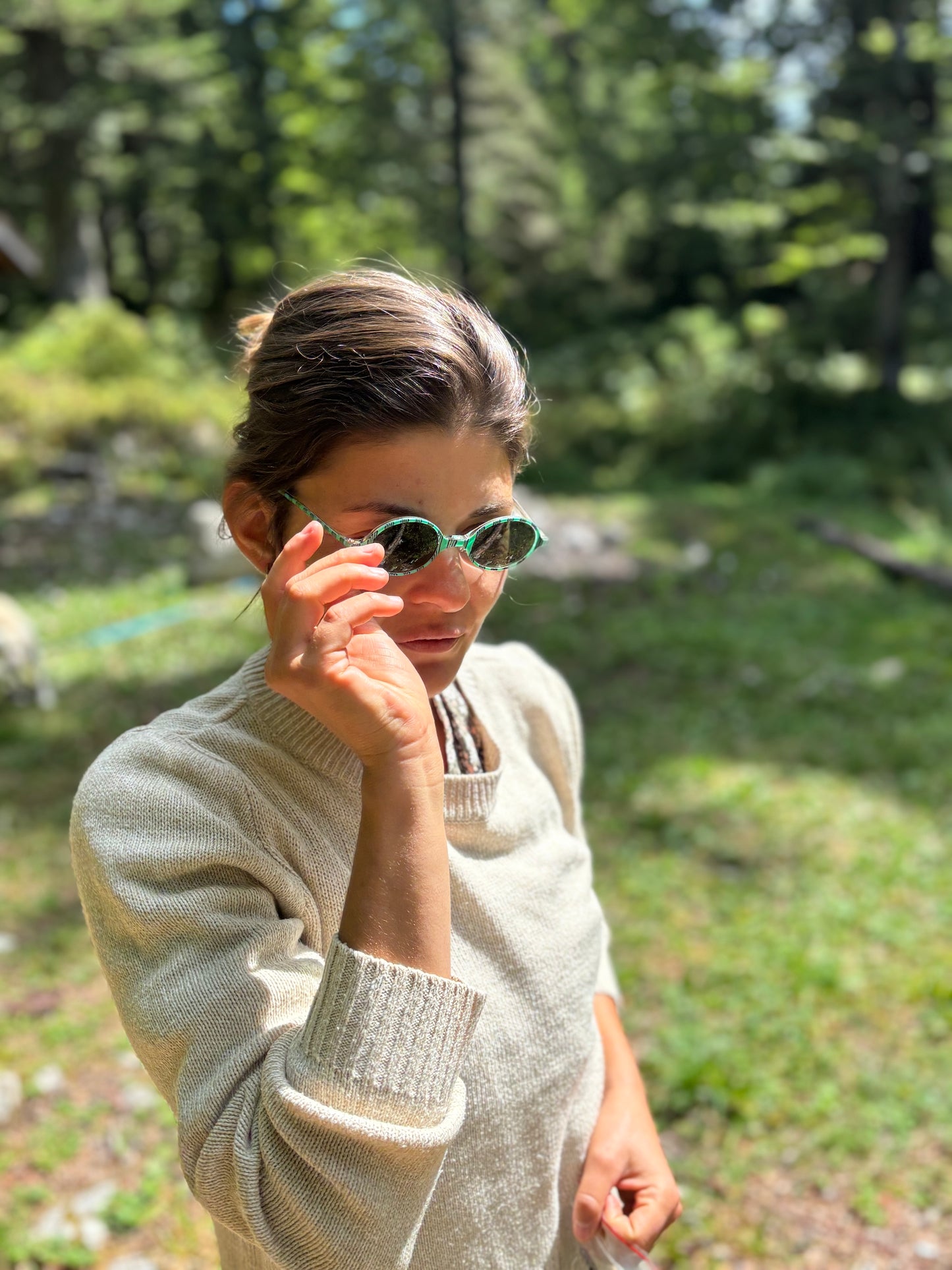 Agnès b. Lunettes de soleil rayées - Vintage - Made in France