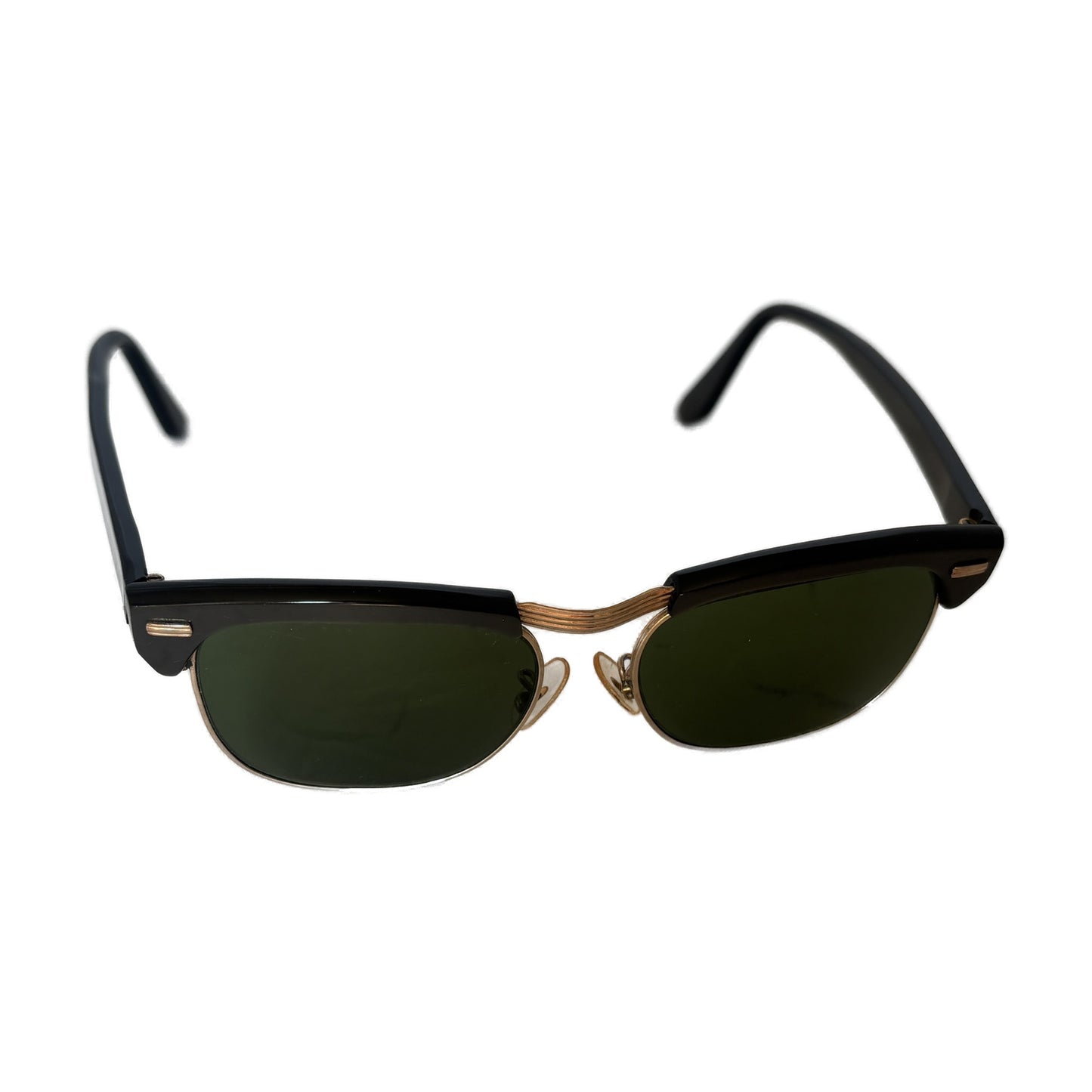 Lunettes de soleil vintage françaises années 1950 – Browline brun glacé doublé or